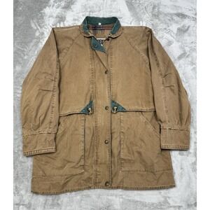 Vintage Spencer Douglas Chore Coat Mens Large Brown Cotton Plaid Barn Ranch 90s